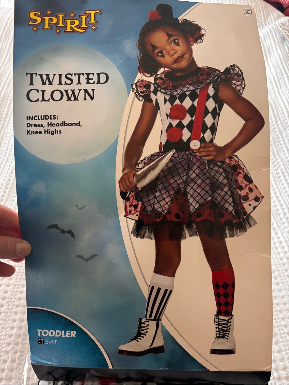 Spirit of Halloween 5-6 T Twisted Clown Toddler Costume - Black, Red, White